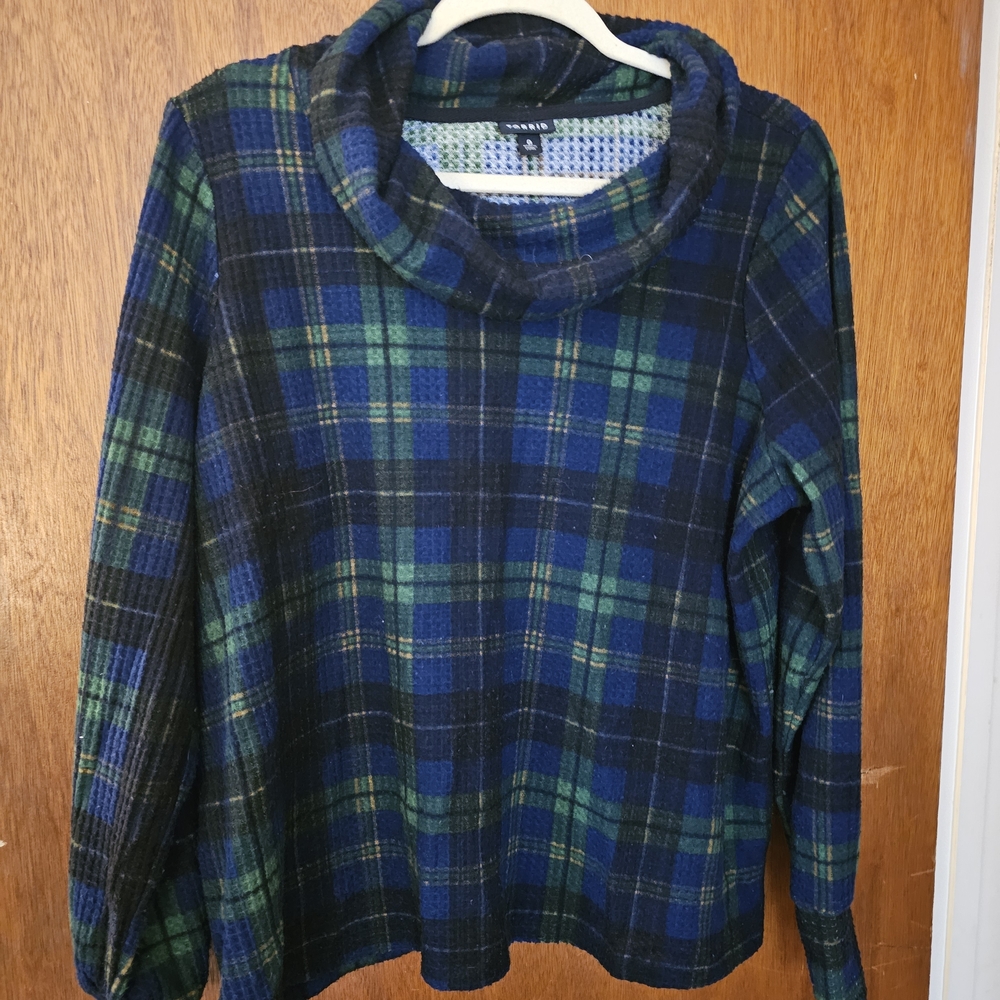 Torrid Blue and Green Plaid Sweatshirt